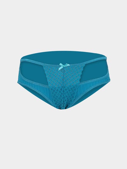Shyle Princess Blue Center Lace Panel Bikini Panty