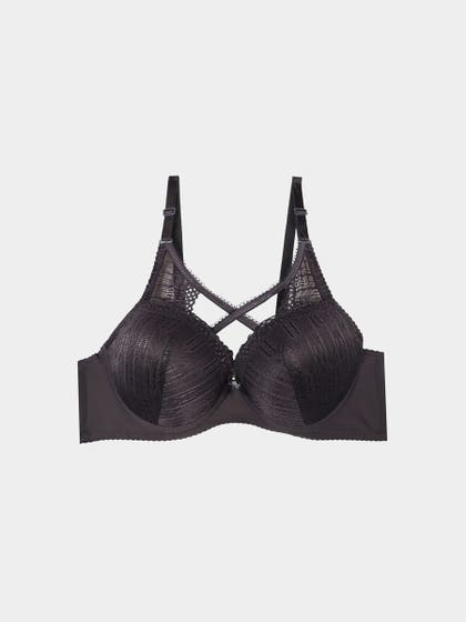 Shyle Volcanic Ash Front Cross Design Push Up Bra