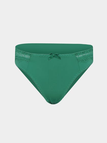 Shyle Powder Green Lace Trim Thong Panty