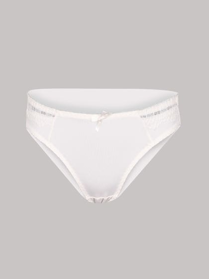 Shyle White Lace Trim Thong Panty