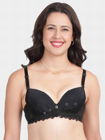 Shyle Black Beauty Cup Charm Padded Wired Pushup Bra