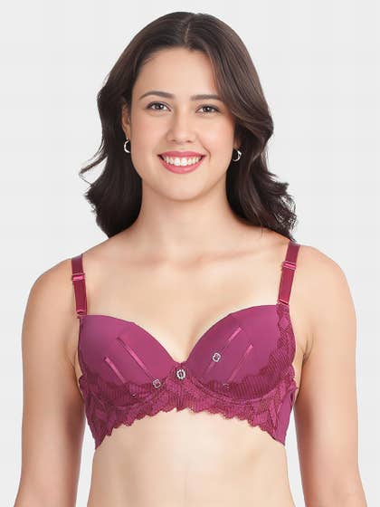 Shyle Magenta Pink Cup Charm Padded Wired Pushup Bra