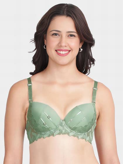 Shyle Pastel Green Cup Charm Padded Wired Pushup Bra