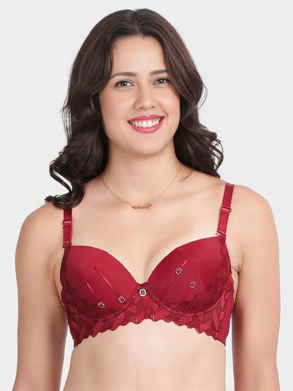 Shyle Salsa Red Cup Charm Padded Wired Pushup Bra