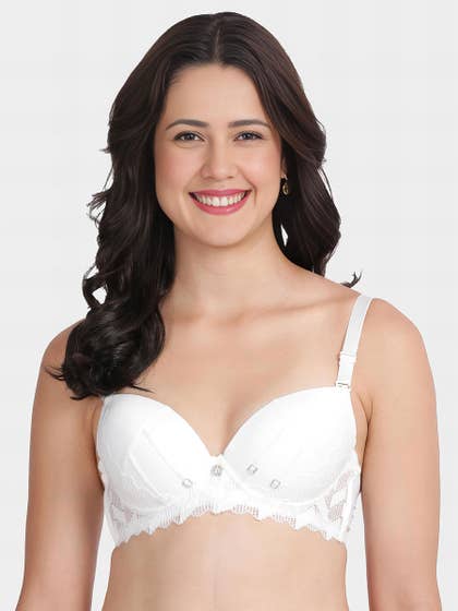 Shyle White Cup Charm Padded Wired Pushup Bra