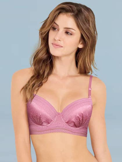 Shyle Dusky Orchid Pleated Satin Cup Padded Wired Bra