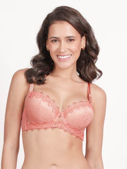 Susie Coral Blush Pink Full Lace Padded Wired Push Up Bra