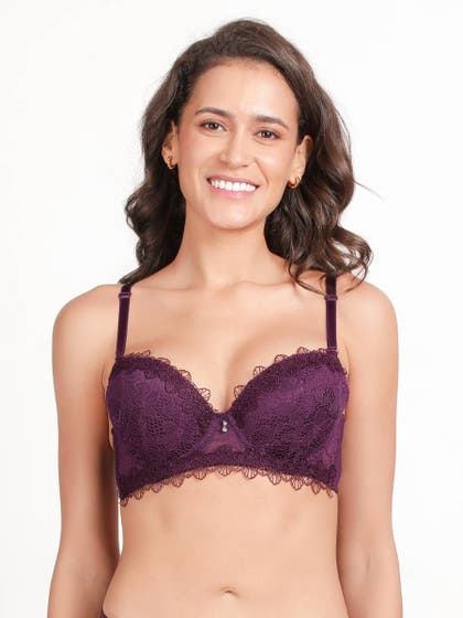 Susie Deep Purple Full Lace Padded Wired Push Up Bra