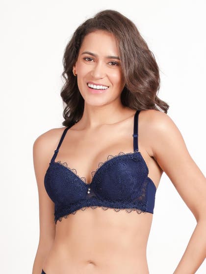 Susie Ocean Blue Full Lace Padded Wired Push Up Bra
