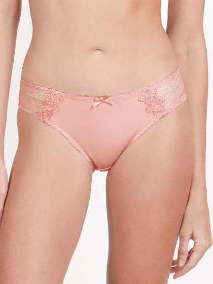 Shyle Coral Blush Pink Side Lace Bikini Panty
