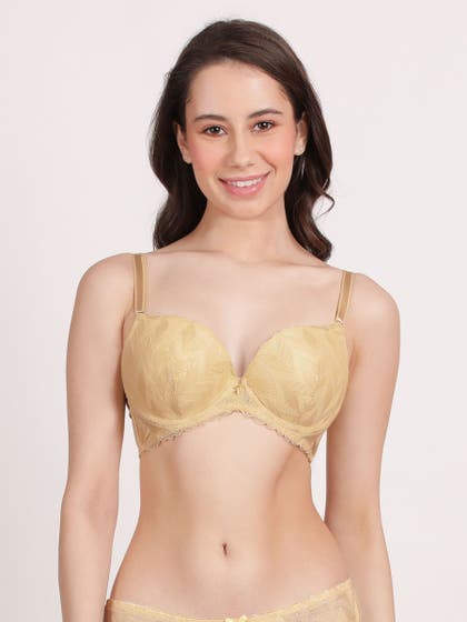 Susie Double Cream Full Lace Wired Push Up Bra