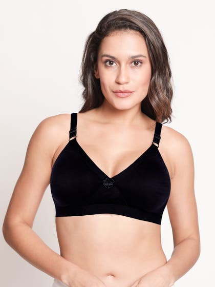 Susie Black Beauty Wirefree Full Coverage Moulded Cotton Bra