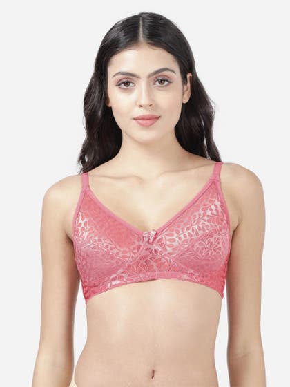 Susie Coral Pink Non Padded Wirefree Lace Bra