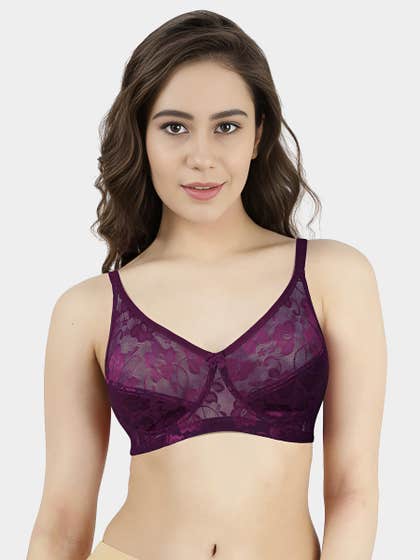 Susie Dark Purple Non Padded Wirefree Lace Bra