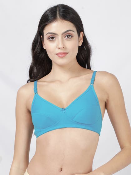Shyle Island Blue Seamed Non Padded Wirefree Bra