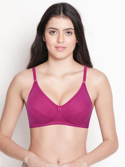 Shyle Magenta Seamed Non Padded Wirefree Bra