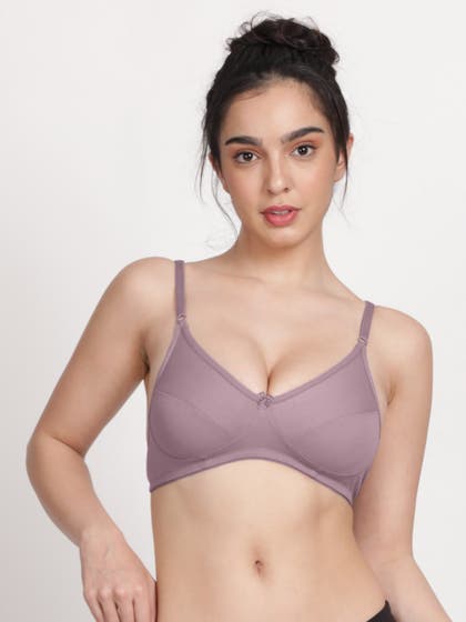 Shyle Purple Mauve Seamed Non Padded Wirefree Bra