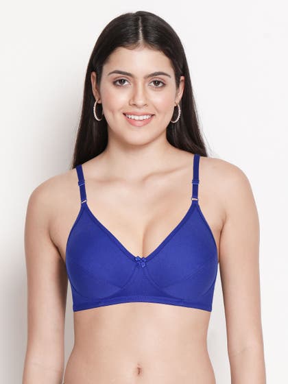 Shyle Royal Blue Seamed Non Padded Wirefree Bra