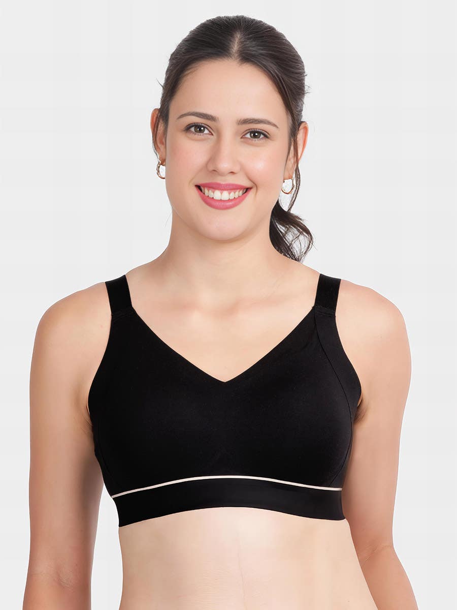 Taabu Black Beauty Heart Print Padded Wirefree T shirt Bra