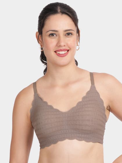 Shyle Cinnamon Swirl Scallop Neckline And Underband Padded Slip On Bra