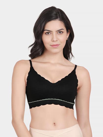 Shyle Black Beauty Lacework Removable Padding Seamless Bra