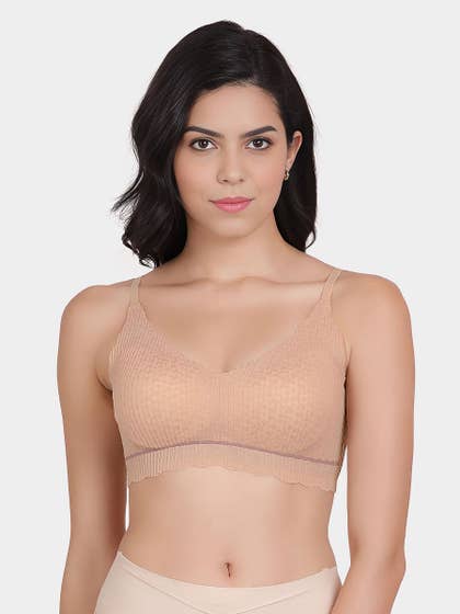 Shyle Dusty Pink Lacework Removable Padding Seamless Bra