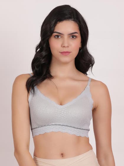Shyle Cloud Grey Lacework Removable Padding Seamless Bra
