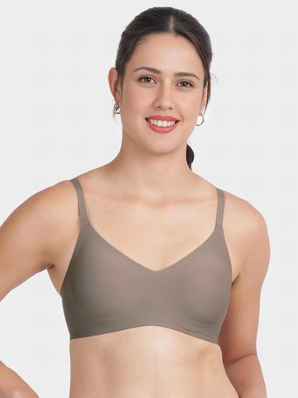Shyle Grey Brown Removable Padding Seamless Bra