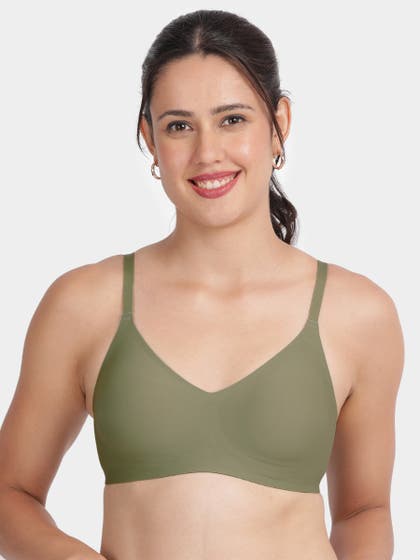 Shyle Olive Green Removable Padding Seamless Bra
