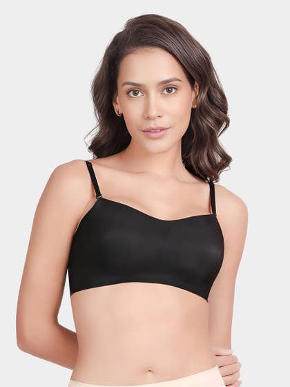 Shyle Black Beauty Padded Spaghetti Strap Seamless Bra