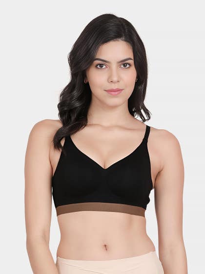 Shyle Black Beauty Cushion Padding TShirt Seamless Bra