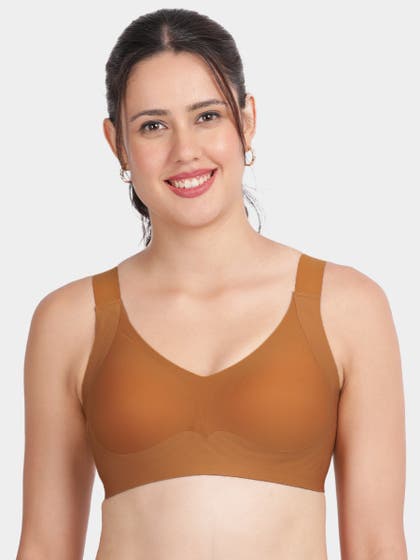 Shyle Bronze Orange Side And Bottom Support Padded Seamless Bra