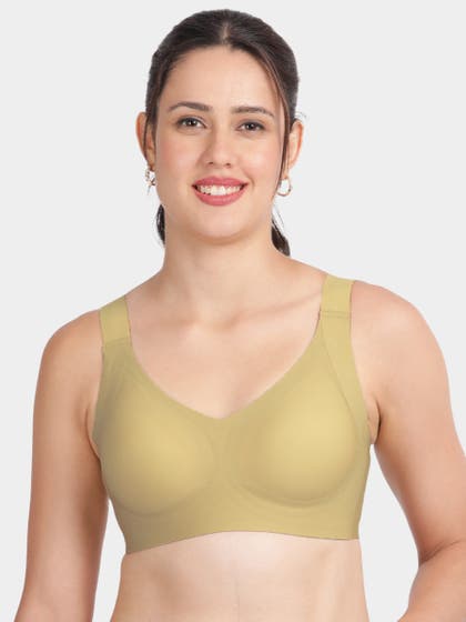 Shyle Hemp Green Side And Bottom Support Padded Seamless Bra
