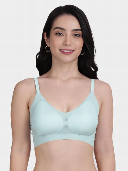 Shyle Pale Blue Wide Side Coverage Padded Seamless Bra