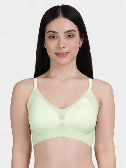 Shyle Yellow Green Wide Side Coverage Padded Seamless Bra