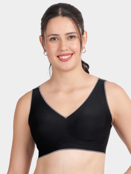 Shyle Black Beauty Contrast Border Removable Padding Seamless Bra