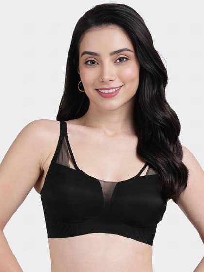 Shyle Black Beauty Plunge Neckline Padded Seamless Bra