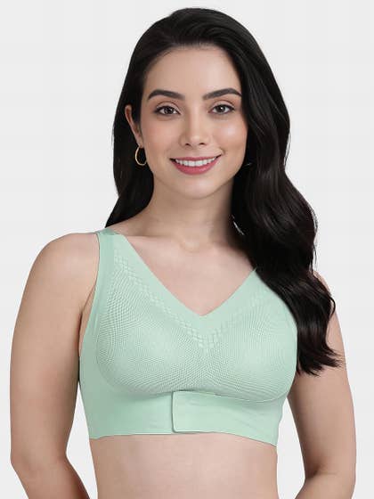Shyle Gleam Green Front Hook For Lift Seamless Bra