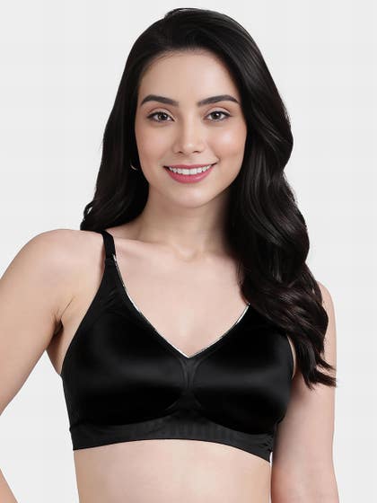Shyle Black Bean Shimmer Piping Seamless Bra