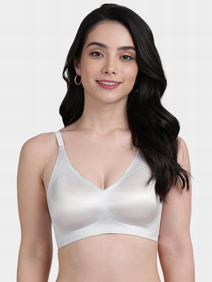 Shyle White Sand Shimmer Piping Seamless Bra