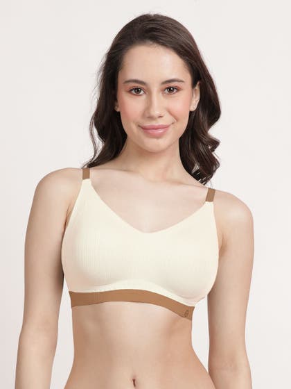 Shyle Cream Brown Padded Everyday Seamless Bra