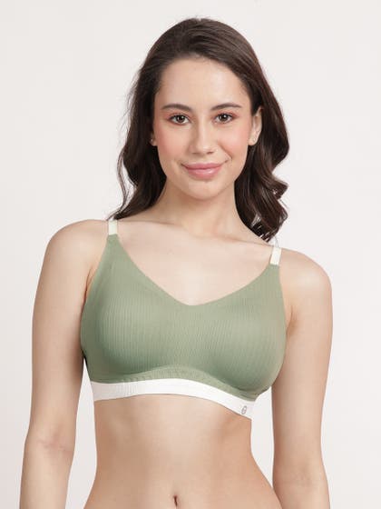 Shyle Olive Cream Padded Everyday Seamless Bra