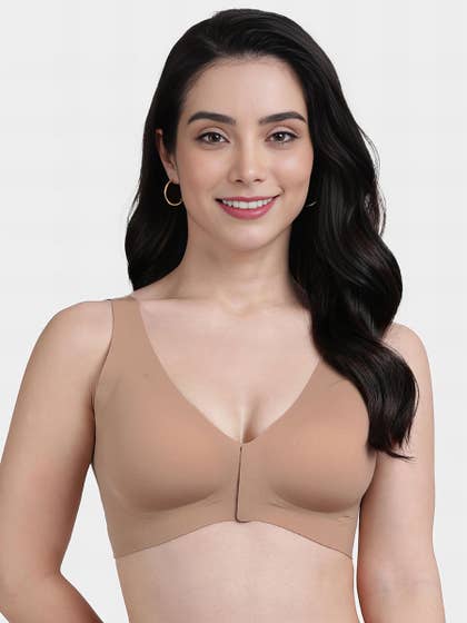 Shyle Toast Brown Front Open Padded Seamless Bra