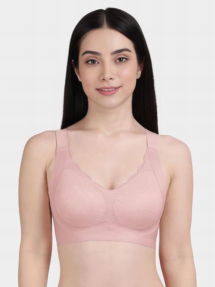 Shyle Pale Pink Scallop Neckline Padded Seamless Bra