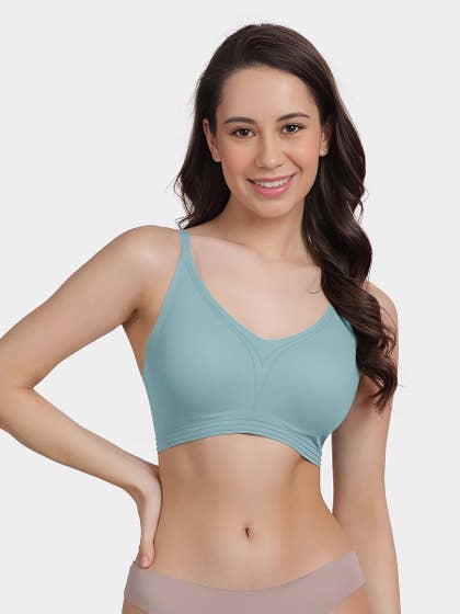 Shyle Canton Green V Neck Wirefree Everyday Seamless Bra