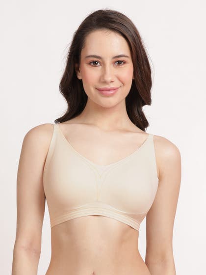 Shyle Pearled Ivory V Neck Wirefree Everyday Seamless Bra