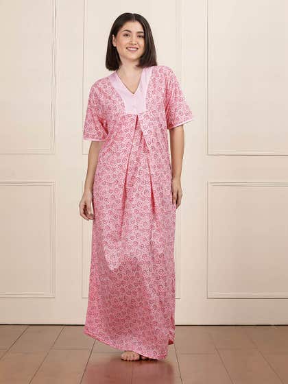 Susie Tickled Pink Full Length Printed Nightgown