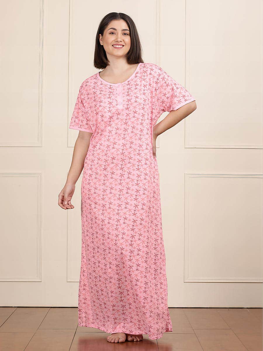 Susie Tickled Pink Round Neck Printed Nightwear