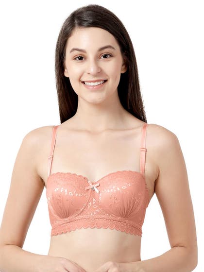 Susie Peach Ruched Cup Longline Balconette Bra