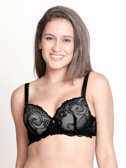 Susie Black Moulded Floral Lace Bra